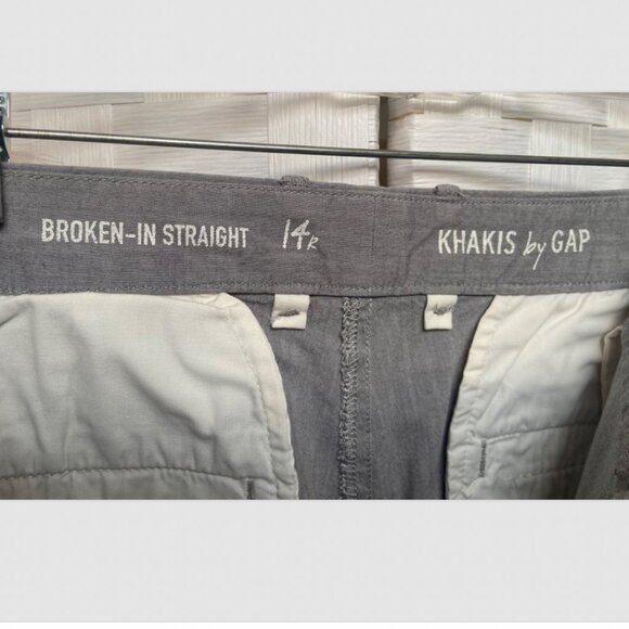 GAP Broken In Straight Gray Cotton Khakis Pants Size 14 - Picture 5 of 7